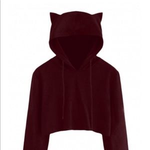 cat ears cropped hoodie